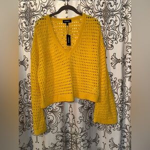Express Yellow Soft V-Neck Sweater with Bell sleeves